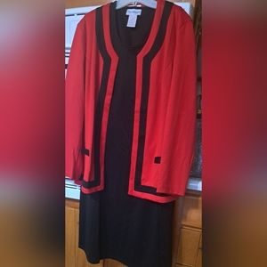 Black dress with red jacket